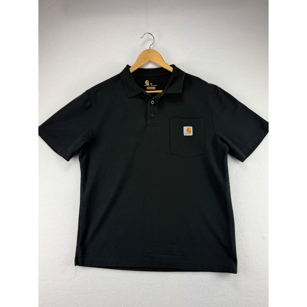 Carhartt Polo Shirt Mens Medium Black Short Sleeve Pocket Original‎ Fit Workwear